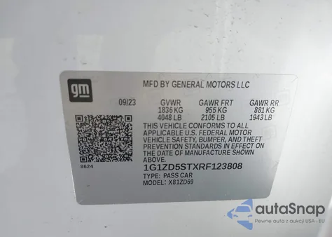 2024 Chevrolet Malibu Fwd 1Lt from USA, damaged, VIN 1G1ZD5STXRF123808